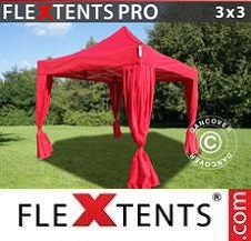 Pikateltta FleXtents Pro 3x3m Punainen, sis. 4 koristeverhot
