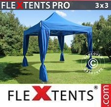 Pikateltta FleXtents Pro 3x3m Sininen, sis. 4 koristeverhot