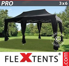 Pikateltta FleXtents Pro 3x6m Musta, sis. 6 koristeverhot