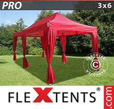 Pikateltta FleXtents Pro 3x6m Punainen, sis. 6 koristeverhot