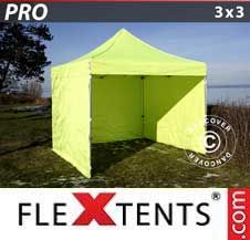 Pikateltta FleXtents Pro 3x3m Neonkeltainen/vihreä, sis. 4 sivuseinää
