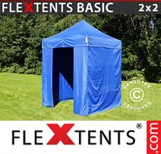 Pikateltta FleXtents Basic 2x2m Sininen, sis. 4 sivuseinää
