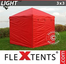 Pikateltta FleXtents Light 3x3m Punainen, sis. 4 sivuseinää