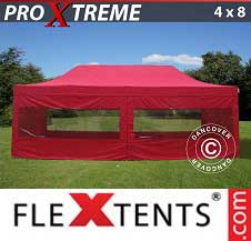 Pikateltta FleXtents Pro Xtreme 4x8m Punainen, sis. 6 sivuseinää