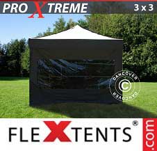 Pikateltta FleXtents Pro Xtreme 3x3m Musta, sis. 4 sivuseinää