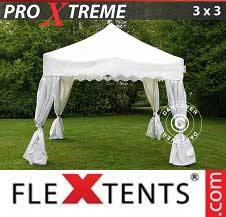 Pikateltta FleXtents Pro Xtreme 3x3m Valkoinen, sis. 4 koristeverhot