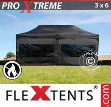 Pikateltta FleXtents Pro Xtreme 3x6m Musta, Tulenkestävä, sis. 6 sivuseinää