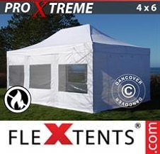 Pikateltta FleXtents Pro Xtreme 4x6m Valkoinen, Tulenkestävä, sis. 4 sivuseinää