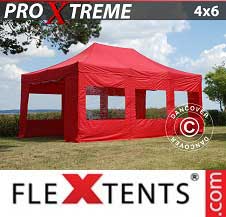 Pikateltta FleXtents Pro Xtreme 4x6m Punainen, sis. 8 sivuseinää